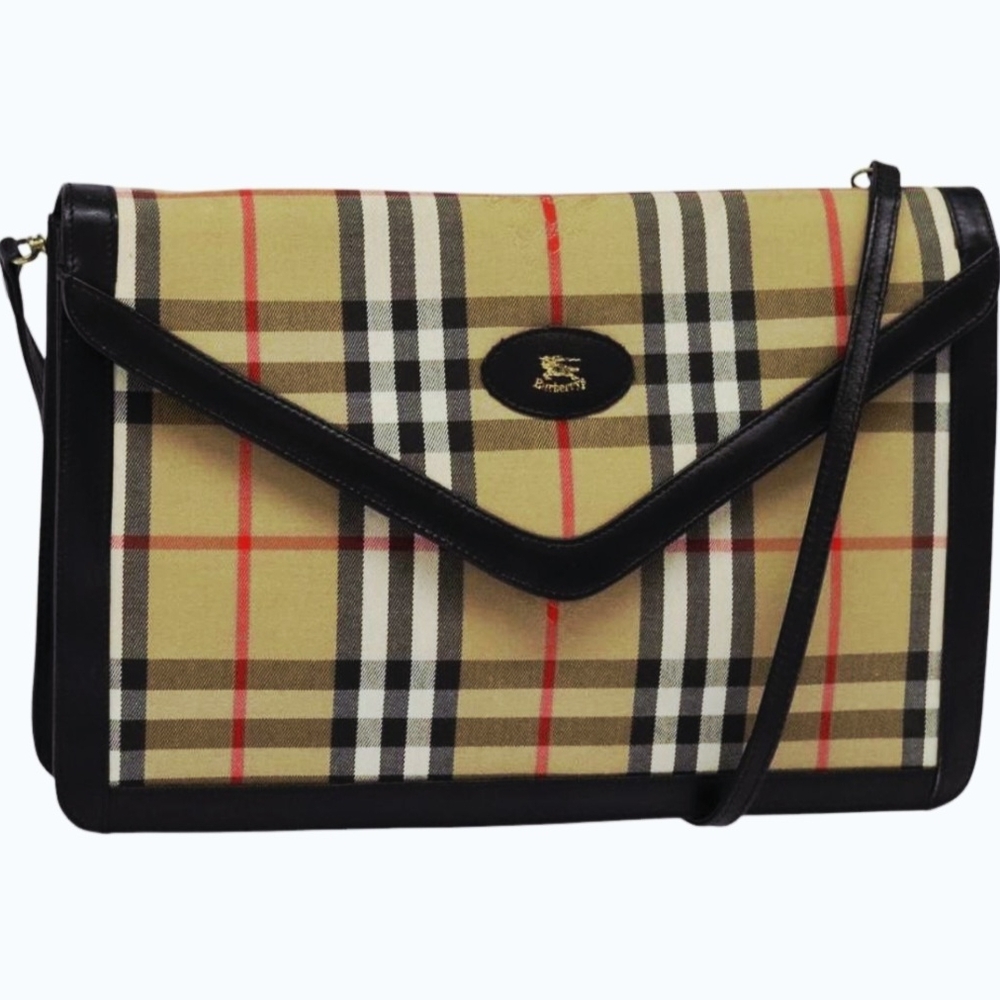 Burberry Bag In Plaid With Black Trim